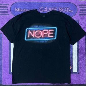 XL funny retro indie Black and red "NOPE" graphic tee really cool front design